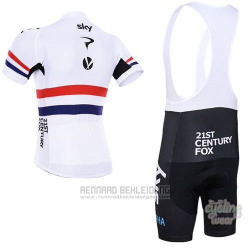 2015 Fahrradbekleidung Sky Champion Regno Unito Wei und Rot Trikot Kurzarm und Tragerhose